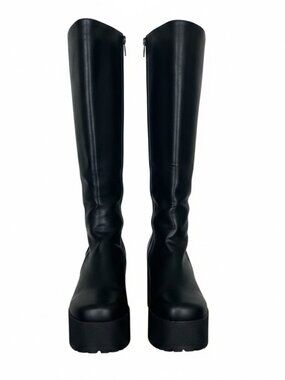 LAMODA I'm What You Want Knee High Chunky Heel Boots In Black Size 8